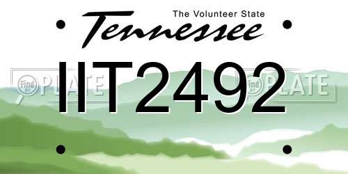 IIT2492 Tennessee License Plate