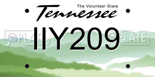 IIY209 Tennessee License Plate