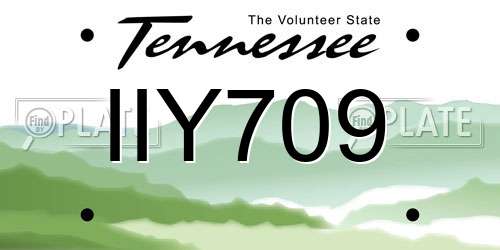 IIY709 Tennessee License Plate