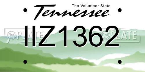 IIZ1362 Tennessee License Plate