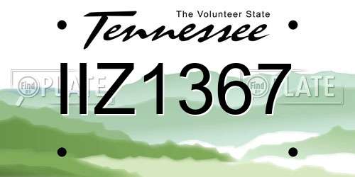 IIZ1367 Tennessee License Plate