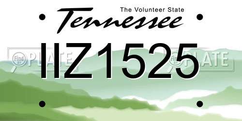 IIZ1525 Tennessee License Plate