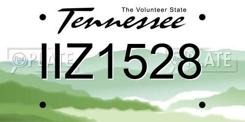 IIZ1528 Tennessee License Plate