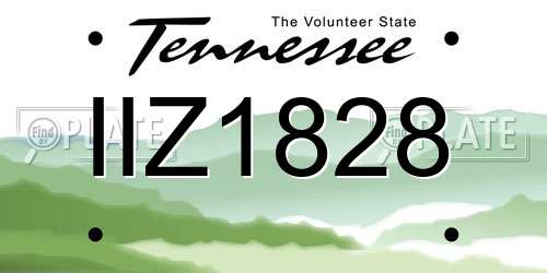 IIZ1828 Tennessee License Plate