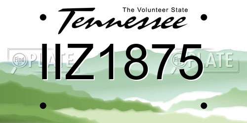 IIZ1875 Tennessee License Plate