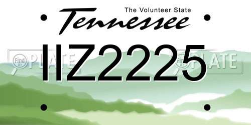 IIZ2225 Tennessee License Plate