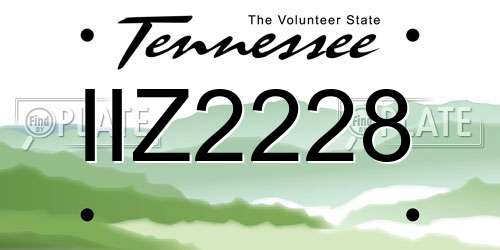 IIZ2228 Tennessee License Plate