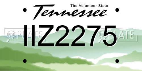 IIZ2275 Tennessee License Plate