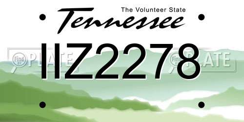 IIZ2278 Tennessee License Plate