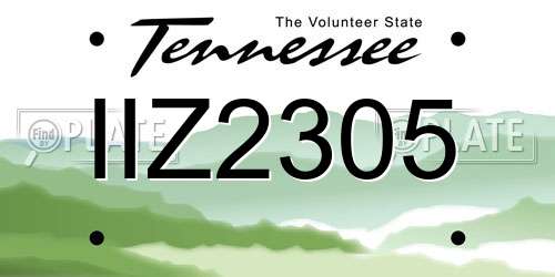 IIZ2305 Tennessee License Plate