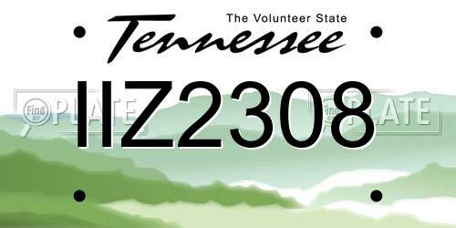 IIZ2308 Tennessee License Plate
