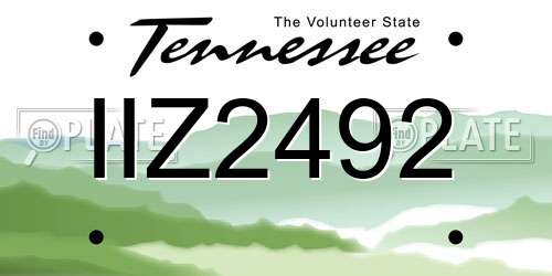 IIZ2492 Tennessee License Plate