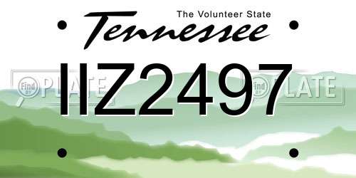 IIZ2497 Tennessee License Plate
