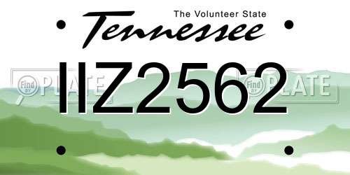 IIZ2562 Tennessee License Plate