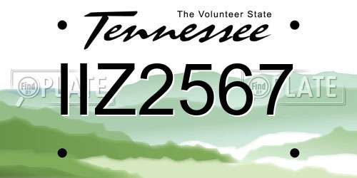 IIZ2567 Tennessee License Plate