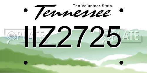 IIZ2725 Tennessee License Plate