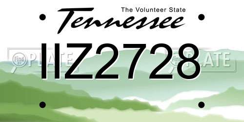 IIZ2728 Tennessee License Plate