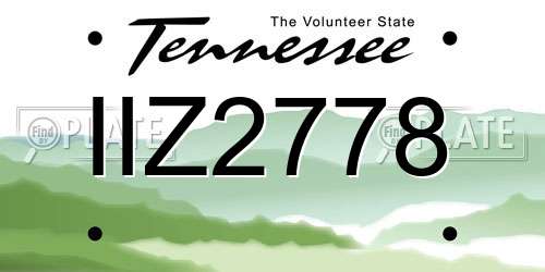 IIZ2778 Tennessee License Plate