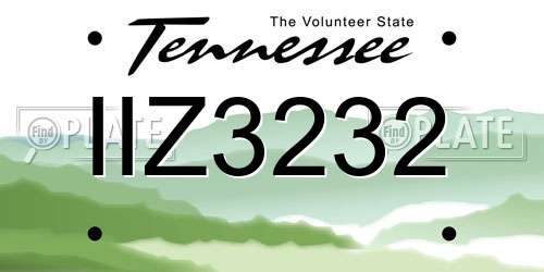 IIZ3232 Tennessee License Plate