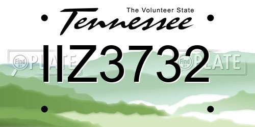 IIZ3732 Tennessee License Plate