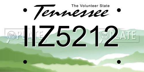 IIZ5212 Tennessee License Plate