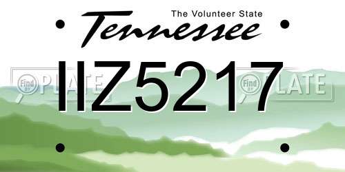 IIZ5217 Tennessee License Plate