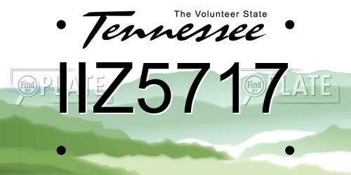 IIZ5717 Tennessee License Plate