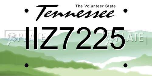 IIZ7225 Tennessee License Plate
