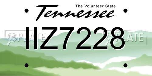 IIZ7228 Tennessee License Plate
