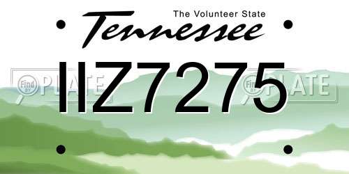 IIZ7275 Tennessee License Plate
