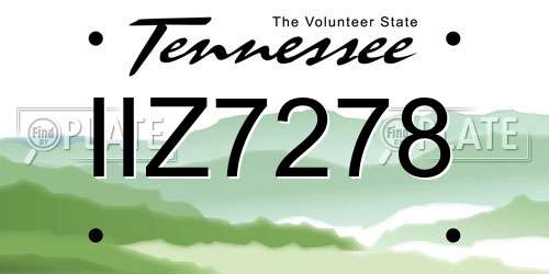 IIZ7278 Tennessee License Plate