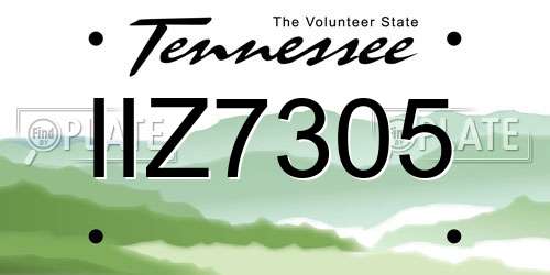 IIZ7305 Tennessee License Plate