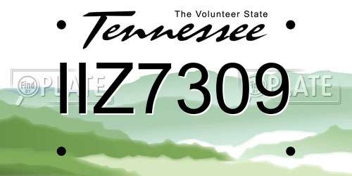 IIZ7309 Tennessee License Plate