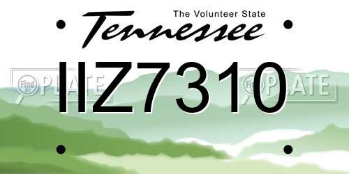 IIZ7310 Tennessee License Plate