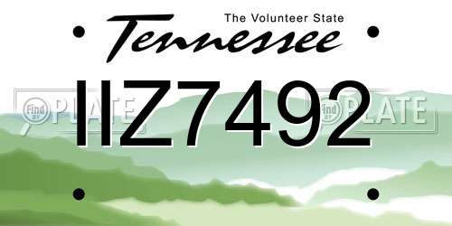 IIZ7492 Tennessee License Plate
