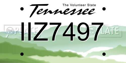 IIZ7497 Tennessee License Plate