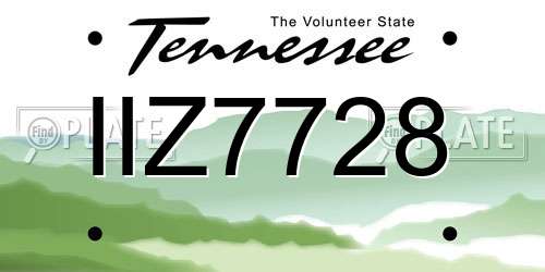 IIZ7728 Tennessee License Plate