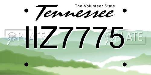 IIZ7775 Tennessee License Plate