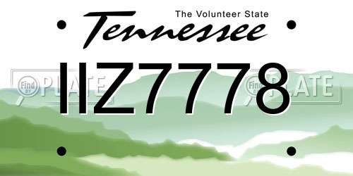 IIZ7778 Tennessee License Plate