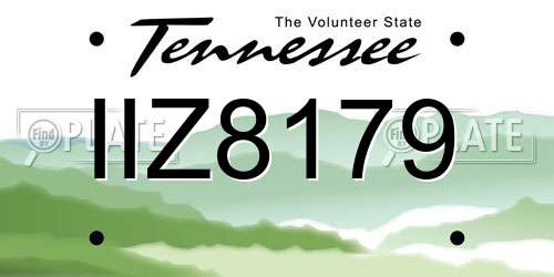IIZ8179 Tennessee License Plate