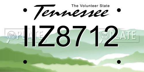 IIZ8712 Tennessee License Plate