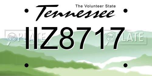 IIZ8717 Tennessee License Plate