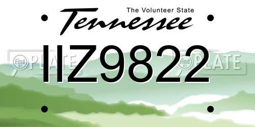 IIZ9822 Tennessee License Plate
