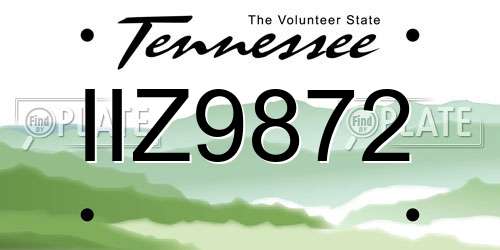 IIZ9872 Tennessee License Plate