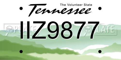IIZ9877 Tennessee License Plate