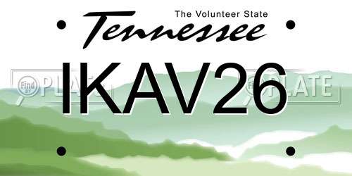 IKAV26 Tennessee License Plate