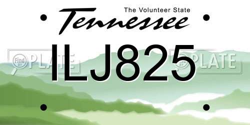 ILJ825 Tennessee License Plate
