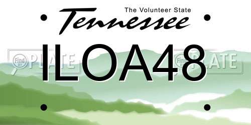 ILOA48 Tennessee License Plate