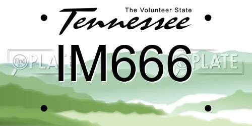 IM666 Tennessee License Plate