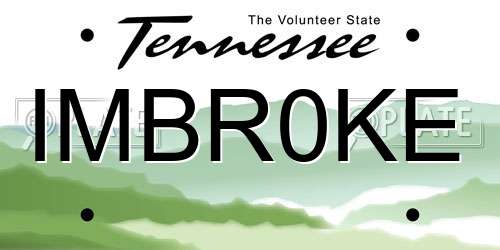 IMBR0KE Tennessee License Plate